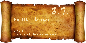 Bendik Tünde névjegykártya